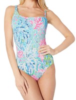 178 Lilly Pulitzer Women S Blue Printed Malvie One Piece Swimsuit Swimwear Sz 0 Ebay