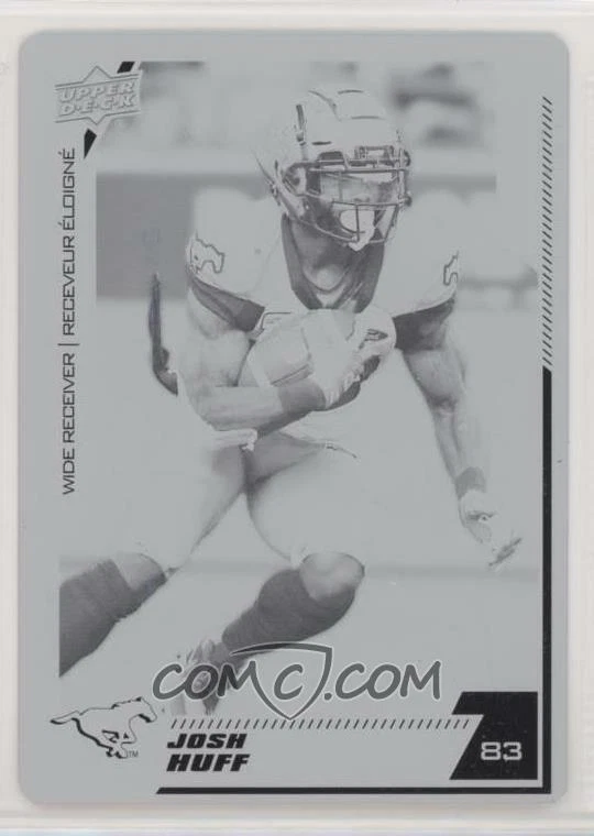 2020 Upper Deck CFL Printing Plate 112 Josh Huff 1/1 Calgary Stampeders - Image 1 of 1