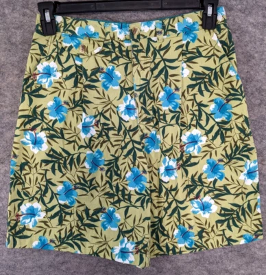 Pantalones Cortos Ciervo Blanco Mujer 10 Verde Floral Caminar tiro Alto Plisado 7.5 Entrepierna De Colección Foto 1 de 4
