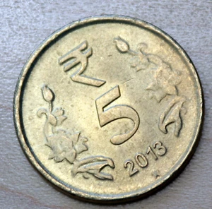 2013 India 5 Rupees Hyderabad Mint - Picture 1 of 2