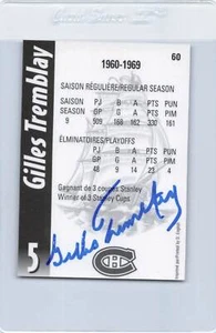 Mission Export Hockey #60 Gilles Tremblay Canadiens Signed Auto *J8212 - Picture 1 of 2