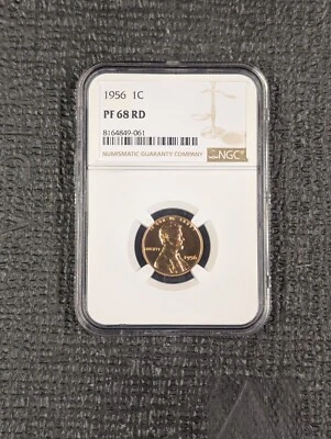 1956 P Small Cents Lincoln, Wheat Ears Reverse NGC PF-68 RD 1c - Image 1 of 4