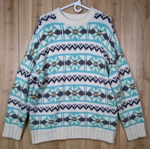 VTG Fair Isle Chunky Knit Sweater Unique Sample Piece Unisex Oversized Large - Picture 1 of 7