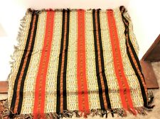 Vintage Used Red Black Yellow Custom Sewn Tribal Blanket 69” x 70” 