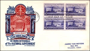 Scott 991 3 Cents Judicial Branch Staehle FDC Address Label Block Planty 991-12 - Picture 1 of 2