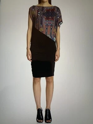 CUSTO BARCELONA  HABRE TICKCHIC ONE SHOULDER KIMONO SLEEVE DRESS SIZE L - Image 1 of 4