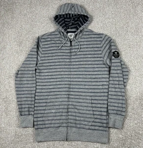 Vissla Hoodie Mens Medium Gray Striped Full Zip Long Sleeved Sweatshirt Vented - Picture 1 of 10