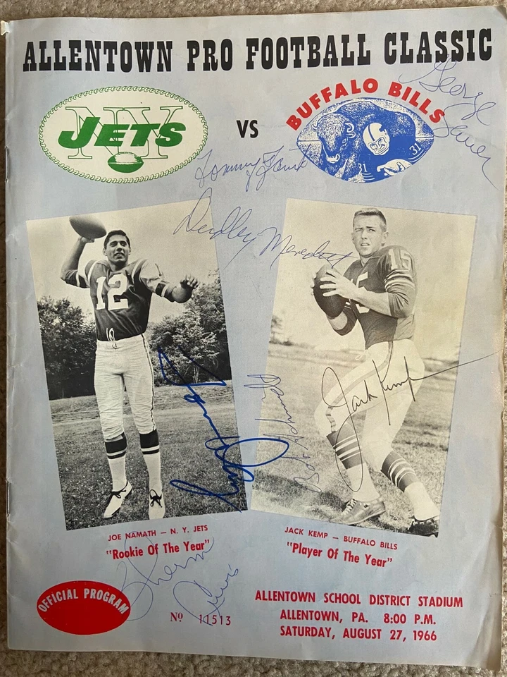 Extremely Rare- 1966 Joe Namath and Jack Kemp Autographed Program - Image 1 of 2