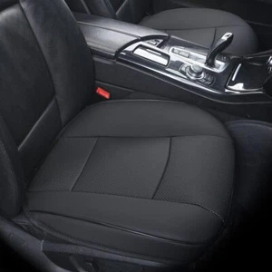 Funda de asiento delantero de cuero PU negra para conductor sedán cojín alfombrilla protectora - Imagen 1 de 9
