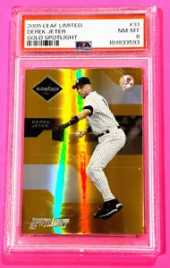2005 LEAF LIMITED DEREK JETER GOLD SPOTLIGHT /25 PSA 8 RARE CARD POP 5 - Bild 1 von 3