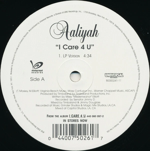 Aaliyah  I Care 4 U / Don't Worry  12 Inch Single LP New - Image 1 of 1