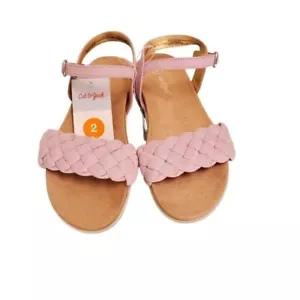 Cat & Jack Braided Sandals - Pink Woven Straps - Girls Size 2 Toddler - Picture 1 of 6