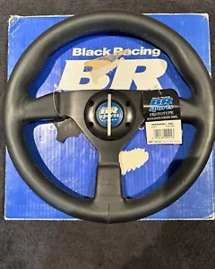 RARE NOS BR RACING Steering Wheel Black Leather Japan 90’s JDM - Picture 1 of 6