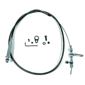 TH350 57" Braided Stainless Steel Kick Down Cable SBC BBC Turbo Tranny Detent - Picture 1 of 4