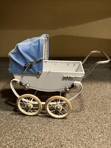 Mid Century Doucet französischer blauer Puppenwagen Kinderwagen Buggy - Bild 1 von 12
