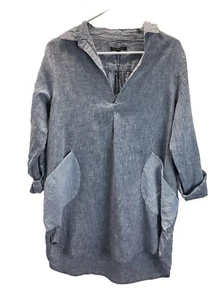 NEU For Cynthia Tunika Oberteil Rollriegel Taschen Tunika Oberteil Gr. M Chambray Lagenlook - Bild 1 von 12
