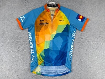 Camiseta deportiva de ciclismo Primal para hombre extra pequeña azul naranja bicicleta MS Colorado cremallera completa polietileno Foto 1 de 4