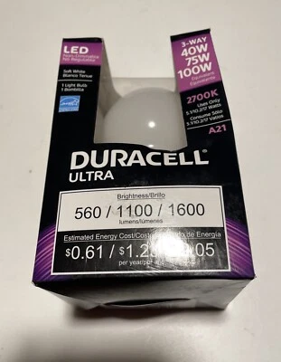 Duracell Ultra 3-Way Lightbulb 40W 75W 100W A21 Soft White - Image 1 of 4