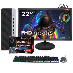 HP Gaming Desktop PC i7 i5 32GB 1TB SSD Graphics GT1030 AMD RX550 DDR5 HDMI 22in - Picture 1 of 20