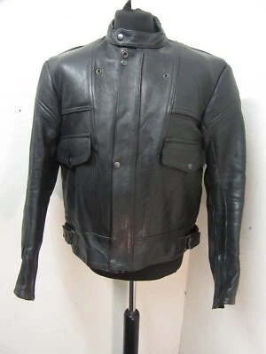 VINTAGE MIKE LEWIS LEATHERS CRUSADER HEAVY POLICE MOTORCYCLE JACKET SIZE L - Image 1 of 4