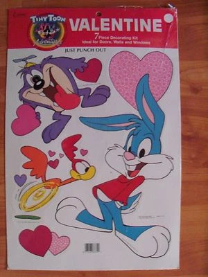 7 piezas Tiny Toon Adventures Punch Out Kit Decoración de San Valentín 1990 Eureka Nuevo de Lote Antiguo Foto 1 de 2