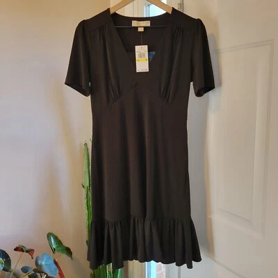 Nuevo con etiquetas Vestido Michael Kors Pequeño Negro, Elástico Manga Corta Talla M Oficina Negocios Foto 1 de 4