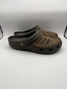 Zoccolo uomo Crocs Bogotà in pelle marrone taglia 11 - Foto 1 di 6