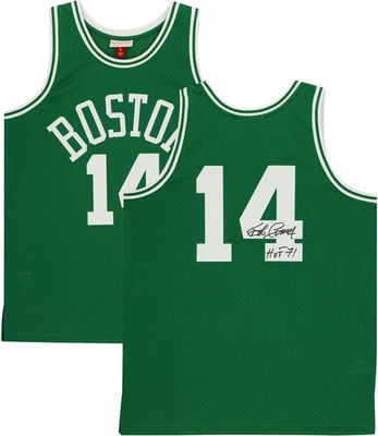 Camiseta deportiva Mitchell & Ness Swingman verde firmada por Bob Cousy Celtics con "HOF 71" Insc Foto 1 de 4