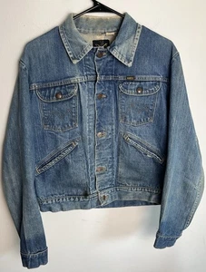 READ VTG Maverick Denim Jean Jacket 42x22 USA Made Heavy Distress Grunge Vintage - Picture 1 of 18