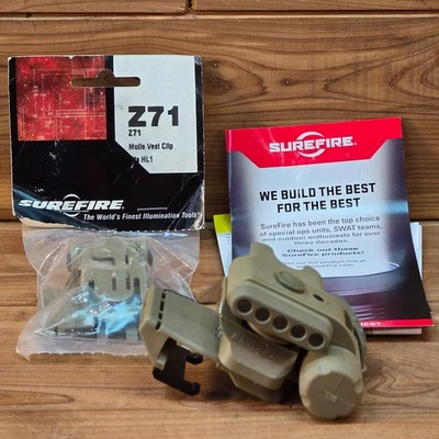 Casco claro SureFire HL1-D-TN VERDE/IR BRONCEADO con adaptador de montaje en riel y clip Molle Foto 1 de 3