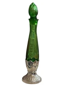 VTG Avon Emerald Bud Vase Shamrock Shape Stopper 8-3/4” Tall Mystical Fairy - Picture 1 of 3