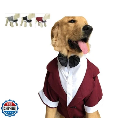 Disfraz de mascota Lovelonglong traje de perro esmoquin formal con pajarita negra para grande  Foto 1 de 4