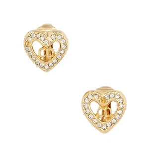 Pendientes de clip de corazón de cristal vintage Dior - Imagen 1 de 3