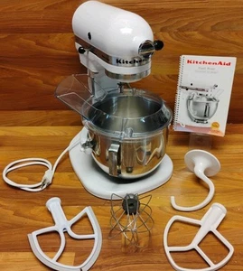 KitchenAid Miscelatore Resistente 5qt Alzata Supporto Ciotola 4 Lame e Manuale K5SSDWH Bianco - Foto 1 di 23