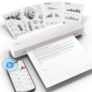 Wireless Printer, A4 Thermal Printer, Monochrome for Travel, Mobile Office Schoo - Picture 1 of 12
