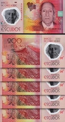 Cabo, Cape Verde 200 Escudos 2014, UNC, 5 Pcs LOT, POLYMER,  P-71 - Image 1 of 4