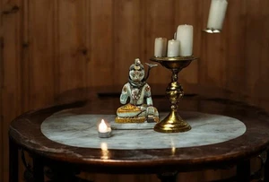 Antigua figura de piedra del dios hindú Shiva serpiente de hierro pintada a mano dios Shiva ídolo - Imagen 1 de 6