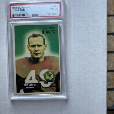1955 Bowman Football Tom Landry Graded Card PSA 4 VG-EX Card No. 152 - Image 1 of 3