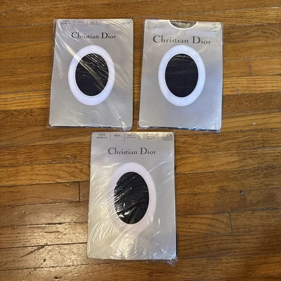 3 PARES PANTIMEDIAS VINTAGE CHRISTIAN DIOR CONTROL TOP TALLA 4 Azul Marino Foto 1 de 3