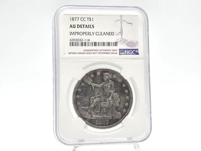 1877-CC NGC AU Details Trade Dollar **KEY-DATE BEAUTIFUL COIN** 32-114 - Image 1 of 4