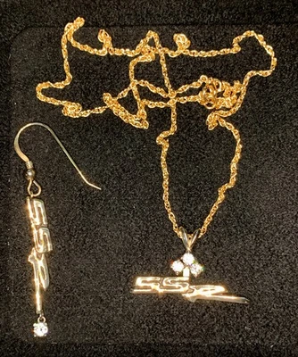 Chevy SSR Necklace and Earring - 14K Solid Gold and Diamonds  ONE OF A KIND! - Image 1 of 4