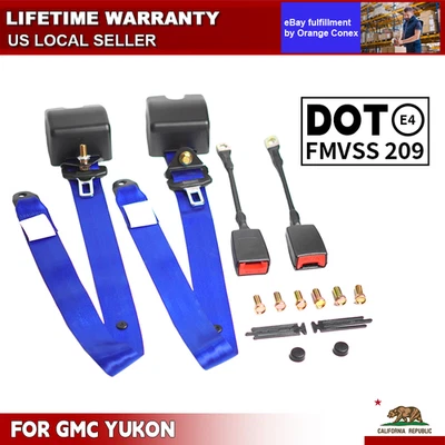 2x Kit de correas de cinturón de seguridad retráctiles azules de 3 puntos para GMC Yukon Foto 1 de 4