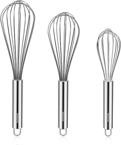 3-teiliges Edelstahl Schneebesen Set 8" 10" 12" Ballondraht Schneebesen Kochen Mixen - Bild 1 von 12
