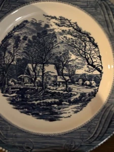 Royal (USA) Currier & Ives Blue Vintage Dish Set 30PC stamped 56 -Old Grist Mill - Picture 1 of 18