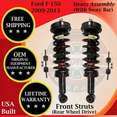 Monroe OEM Front Struts W/ Sway Bar For 2009-2013 Ford F-150 2WD Lifetime Warra. - Изображение 1 из 4