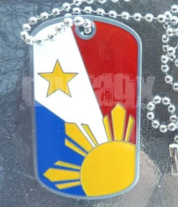 10x Set - Philippine Dog Tag Filipino Flag Sun Pinoy Pinay Pride Kette ""SHIMMER"" - Bild 1 von 2