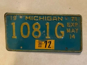 Kommerziell Michigan 1971 Exp 14. Mai Nummernschild # 1081G Metall - Bild 1 von 2