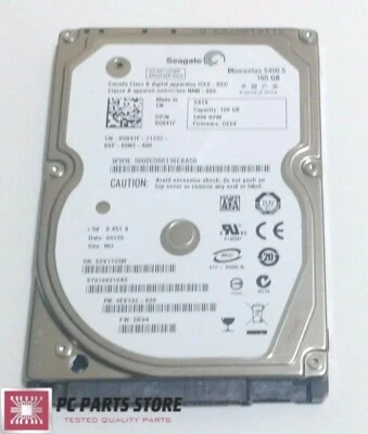 Seagate ST9160310AS 2.5" SATA 160GB HARD DRIVE DATE 09135 100513491 REV A PARTS - Image 1 of 4