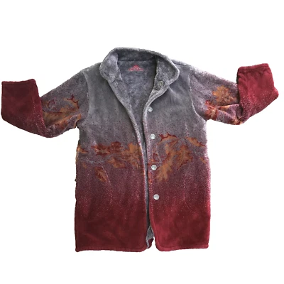 De colección DENALI Mujer Reversible Vellón Pequeño Gris Rojo Otoño Otoño Hojas de Roble EE. UU. Foto 1 de 4