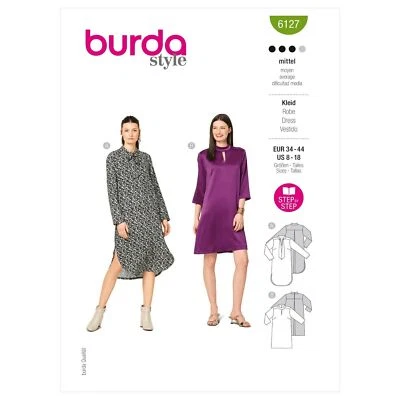 BURDA 6127 MISSES DRESSES Sewing Pattern Sizes 8 - 18 Skill: AVERAGE - Image 1 of 4